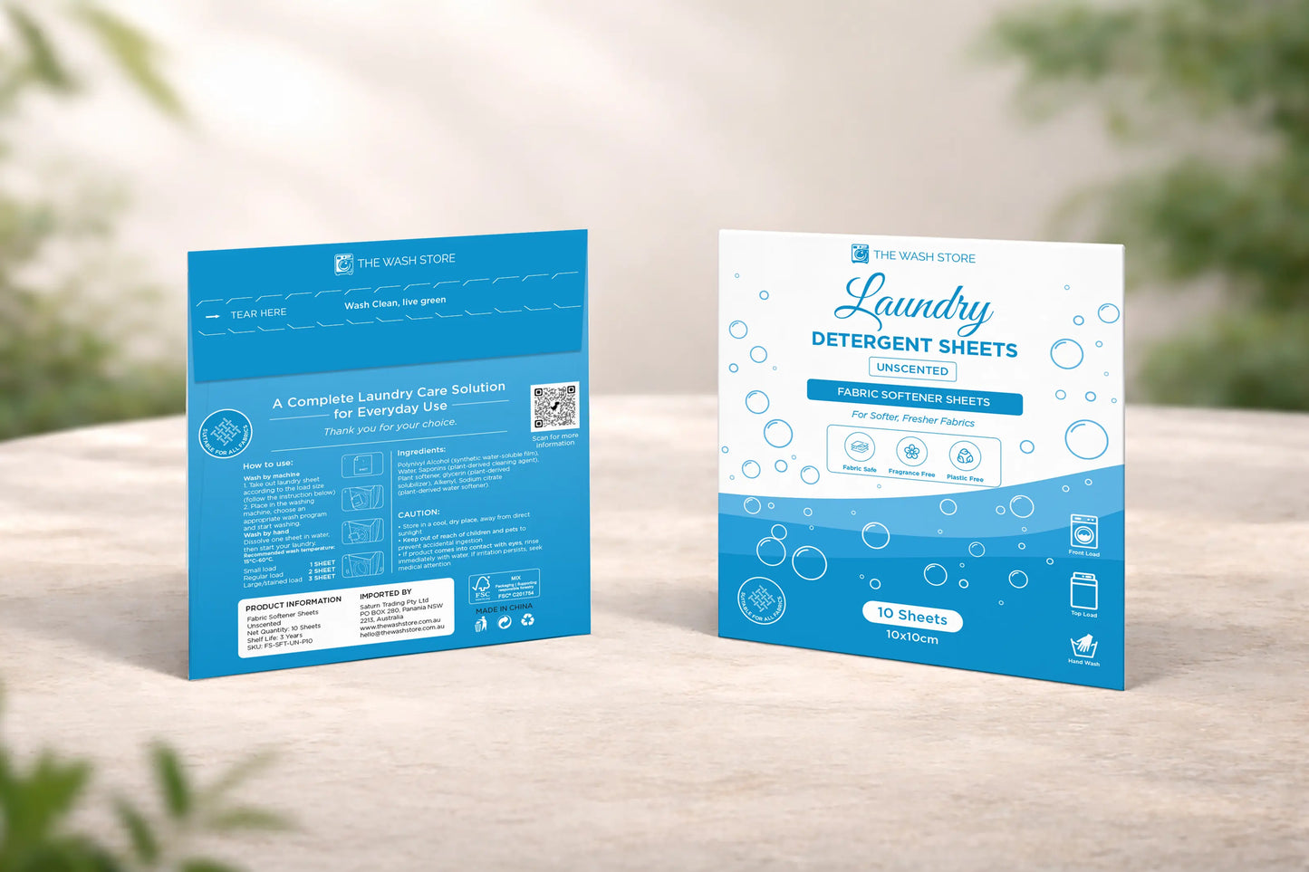 Unscented Fabric Softener Sheets | 10 Pack | Eco-Friendly The Wash Store