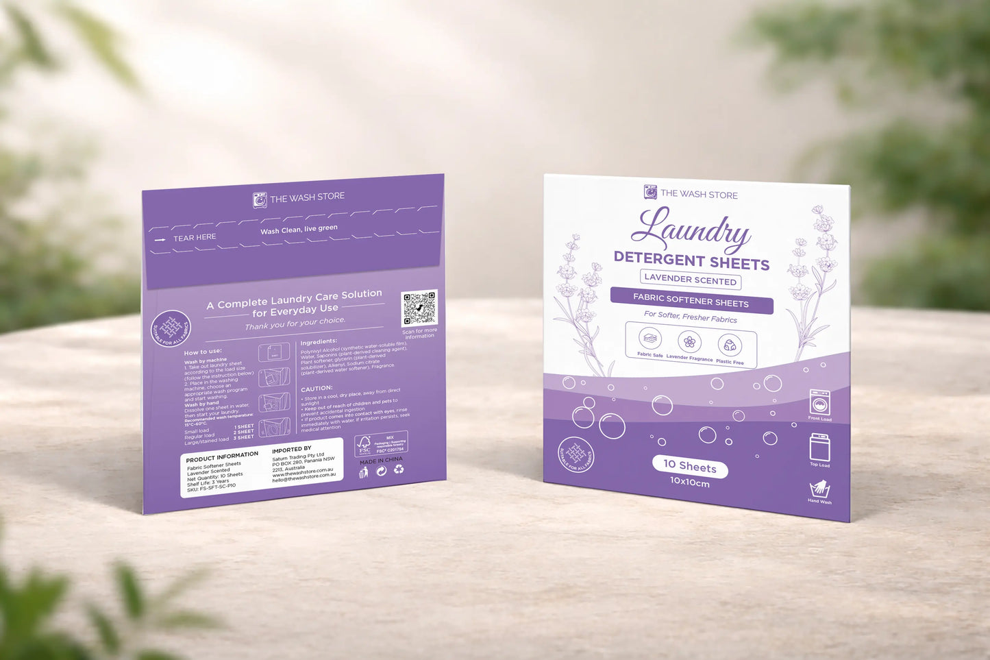Lavender Fabric Softener Sheets | 10 Pack | Eco-Friendly The Wash Store
