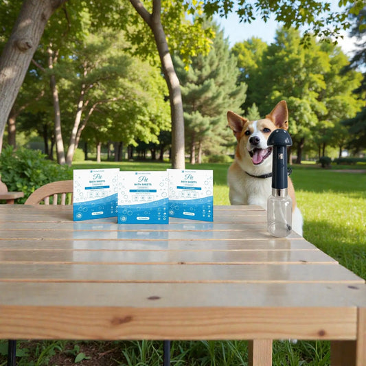 Dog Bath Bundle – Spray Bottle + Dog Wash Sheets (30 Sheets for 30 washes) The Wash Store